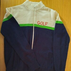 Vintage Golf Spell Out Zip Up Sweater